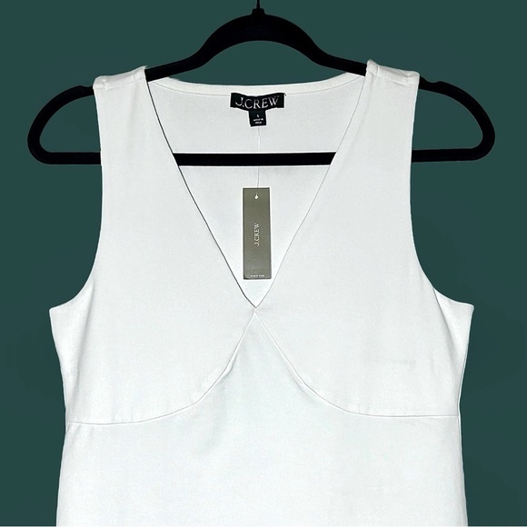 NWT J. Crew White Stretch Cotton-Blend V-Neck Top, Sizes S & M - Picture 6 of 12
